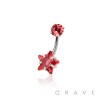 DOUBLE PRONG SET STAR CZ 316L SURGICAL STEEL NAVEL RING